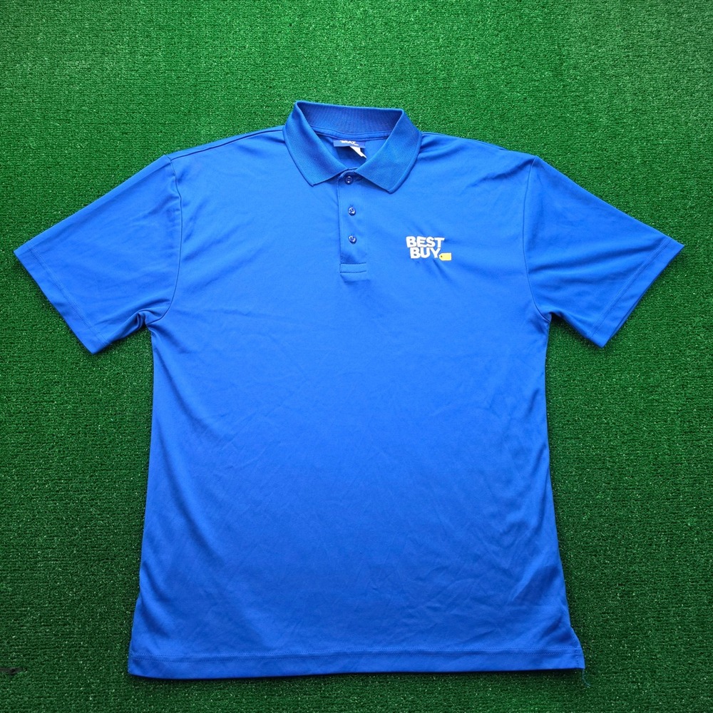 Best Buy Employee Polo Shirt Mens Large Blue Short Sleeve Uniform Work Wear